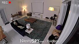 60fps party with Cumshot on feet of naughty nanny