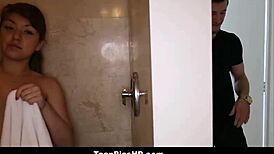 Homemade creampie of juicy teen ass gets filled with cum!