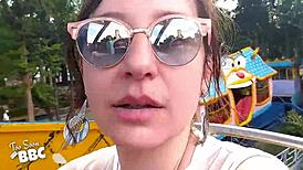Outdoor blowjob adventure from an amateur couple on the Ferris Wheel