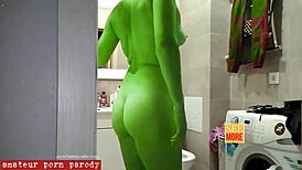 She hulks in the shower he marvelous with favorite costume