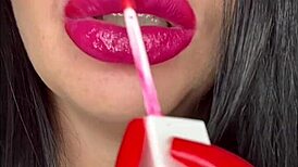 Mouthful of batom as amateur wife gets in close up