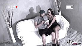 Mea Melone fucks employee and stranger in deepthroat action