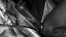 Young lesbian amateur stuffs her pussy with huge dildos