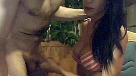 I saw this latina couple doin' webcam sex with blowjob homemade.