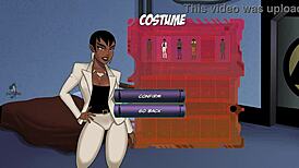 In this DC Comics episode, Vixen receives a blowjob from a brunette in a hentai-style scene.