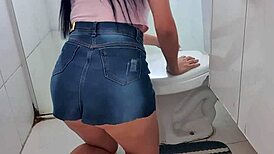 i'm getting a massage from this big tits girl on all fours, her mini skirt riding up as she cleans the floor, panties stuck in her ass, leading to masturbation and sex with my big cock