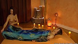 she gives me this erotic handjob massage, feels so relaxing with her brunette touch