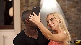 Wow, this Czech blonde pornstar interrupts her selfie for interracial sex with her black boyfriend!