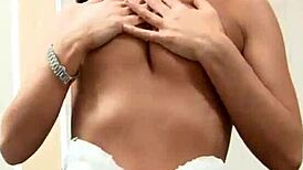 brunette teen fingers wet pussy in casting