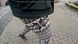 Outdoor fetish with norwegian leggings