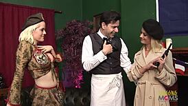 French Guy Seduces Two Blonde Girls for Threesome Fucking