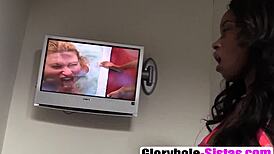 EBONY BABE JEZABEL BLOWS BIG DICK IN GLORY HOLE