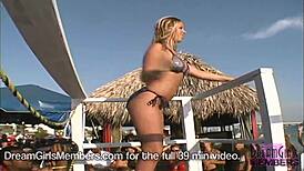 Girl shows pussy in bikini contest