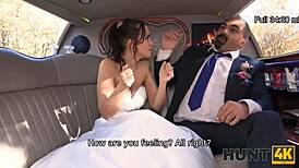 Excited Bride in Wedding Dress Cheats with Stranger