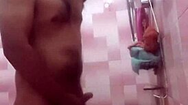 a woman reaches orgasm through masturbation in the oaxaca shower