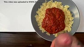 blonde european couple in homemade scene where she swallows big cock cumshot and loves it