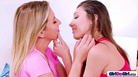 Petite Brunette Lesbians Engage In 69 Pussy Licking