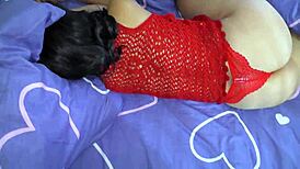 stepson drills mature stepmom's tight anal before she sucks him off in homemade clip.