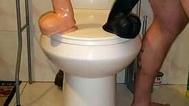 nice dildo session deep in her ass