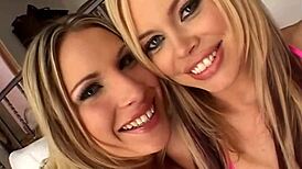 blonde duo engages in intimate pair activity