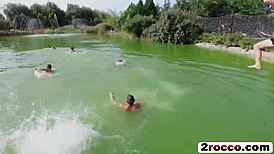 2rocco's wild group session with blonde anal action