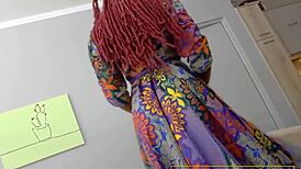 red haired african tempts with dress during job interview fuck