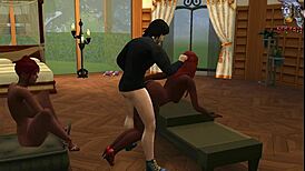 Two brunettes engage in lesbian threesome with blowjob and anal