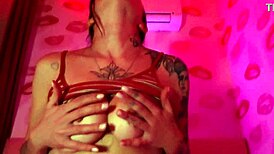 a cute tattooed milf delivers deep slobbery blowjob to young lover on valentines day 😘