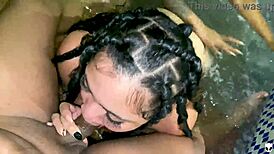 Double blowjob session in the jacuzzi with university girls on a wild getaway