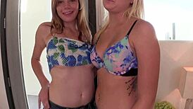 Mia Collins and Victoria Brookes Deliver Intense Blowjob to One Guy