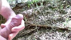 Hiking with a Hard Dick Turns into Wild Outdoor Masturbation in Nature with Dripping Cum