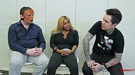 the submissive gets rimmed and fucked in the ass during a group fetish session.