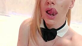 Beautiful model masturbates to wild orgasm after Christmas photoshoot session