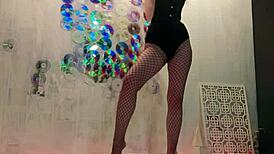 Beautiful model masturbates to wild orgasm after Christmas photoshoot session