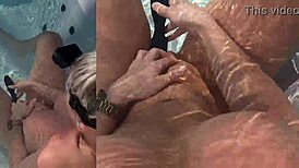 wow, pov milf in jacuzzi flashes big tits backstage for you