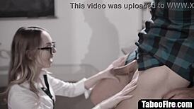 Naive Teen Cheerleader in Glasses Sucks and Gets Fucked by Pervy Teacher!