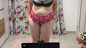 Mature Chubby Milf Teases Stranger with Juicy Buttocks and Big Tits on Webcam