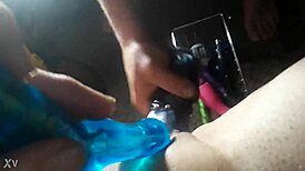 i watched my girlfriend cum hard using two vibrators in her tight pussy, feeling every pulse