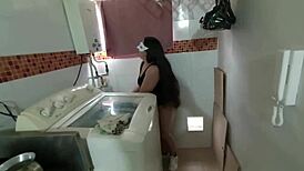 Bangladeshi maid slut banged hard in USA kitchen