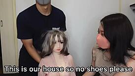 amateur couple tries wild reverse 3p with kinky beauty and love doll pounding