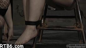 The cutie gets wild torment on her horny bald cunt, sucking cock hard!