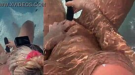 wow, pov milf in jacuzzi flashes big tits backstage for you