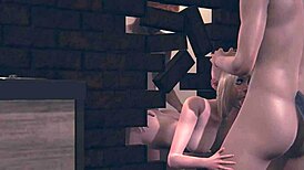 hey, wanna see a hot blonde hentai babe fucked by two through a wall?