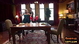 milking the sensitive slave's xxl cock in bound bdsm session!