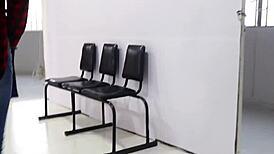 Petite teen Luna gives blowjob at casting