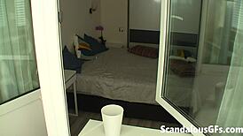 I watch Victoria, this teen babe, tease and masturbate on webcam