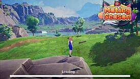 in this hentai game, ebony futanari farm girl fucks wild neko rough outdoors to get her pregnant