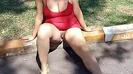 Look at this hot wife teasing on the street with femdom vibes!