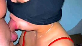 does the masked girlfriend suck cock for outdoor creampie