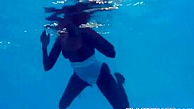 ebony see-through swimsuit underwater